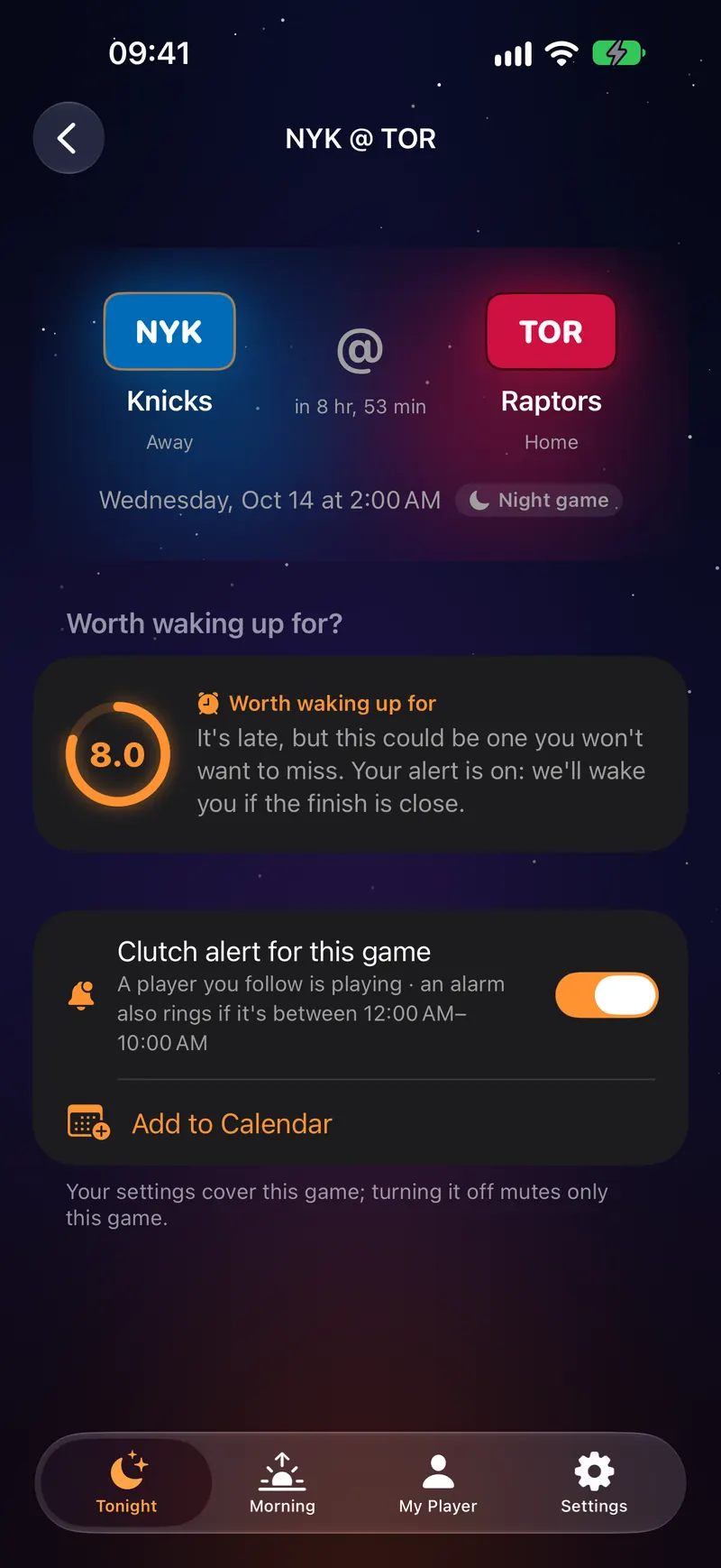 Clutchly screenshot: Game page