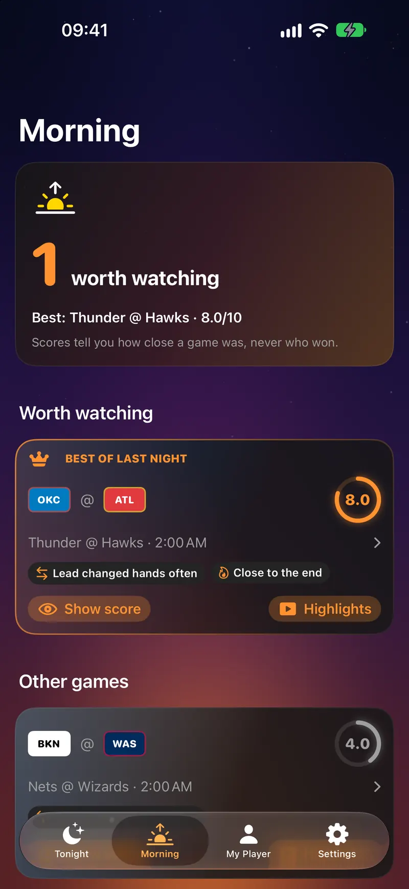 Clutchly screenshot: Morning brief